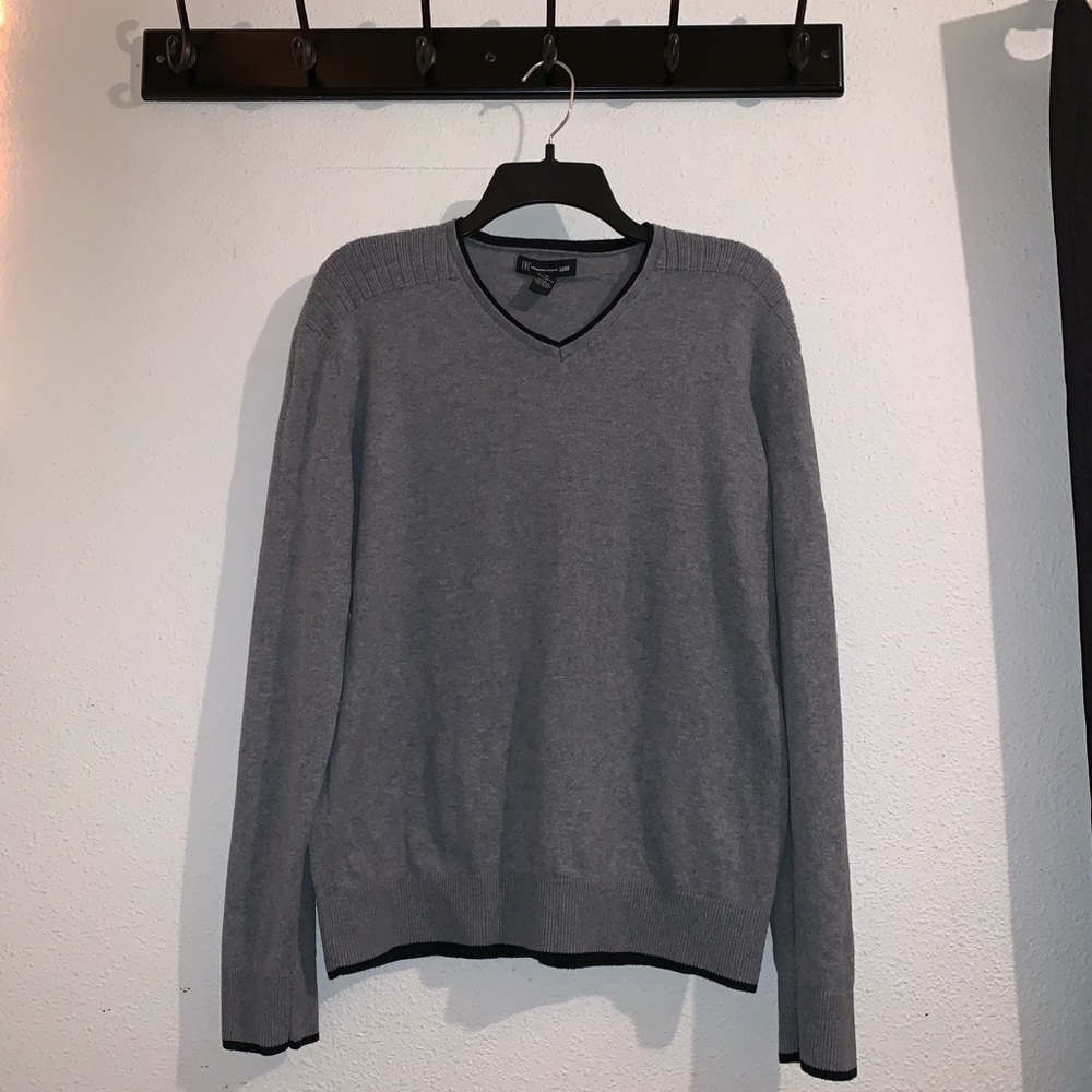 INC Gray V-neck Sweater